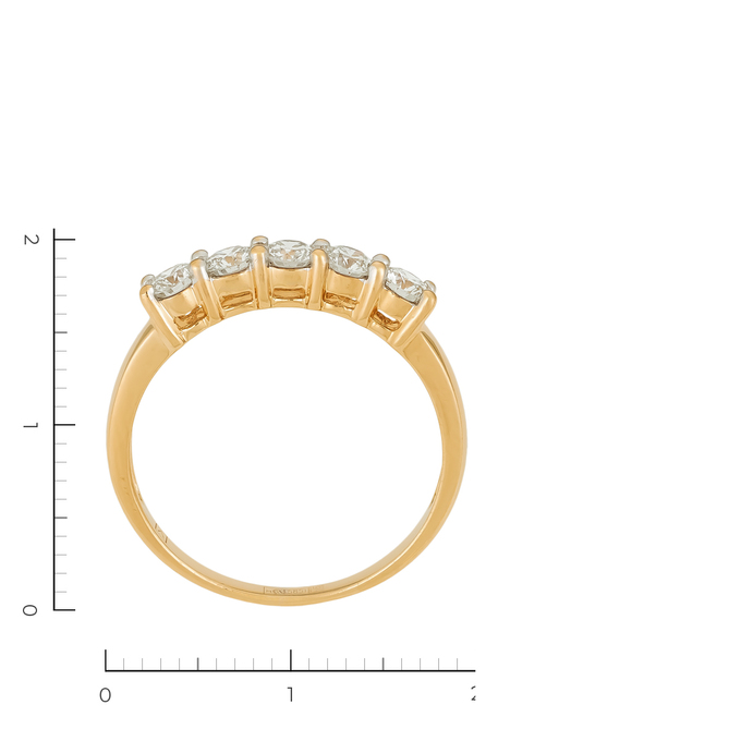 Кольцо из красного золота 585 пробы c 5 бриллиантами