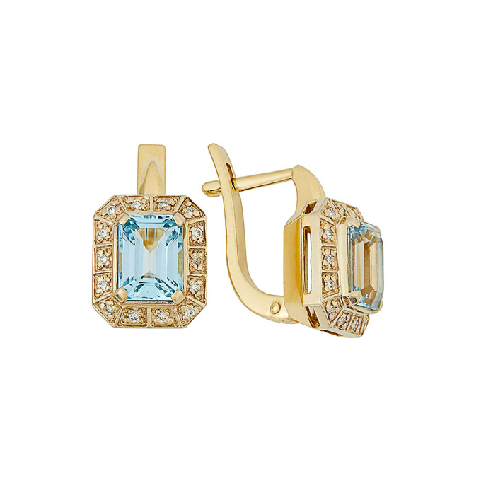 Серьги из золота 750 пробы c топазами и бриллиантами, Л 2812 4643 за 120000