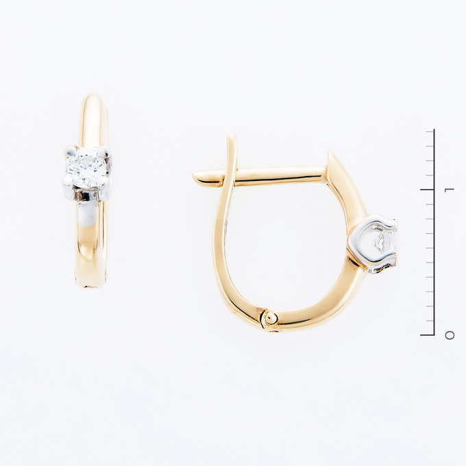 Серьги из золота 585 пробы c 2 бриллиантами