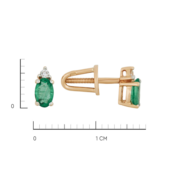 Серьги из золота 585 пробы c изумрудами и бриллиантами, К 0000 5537 за 27800