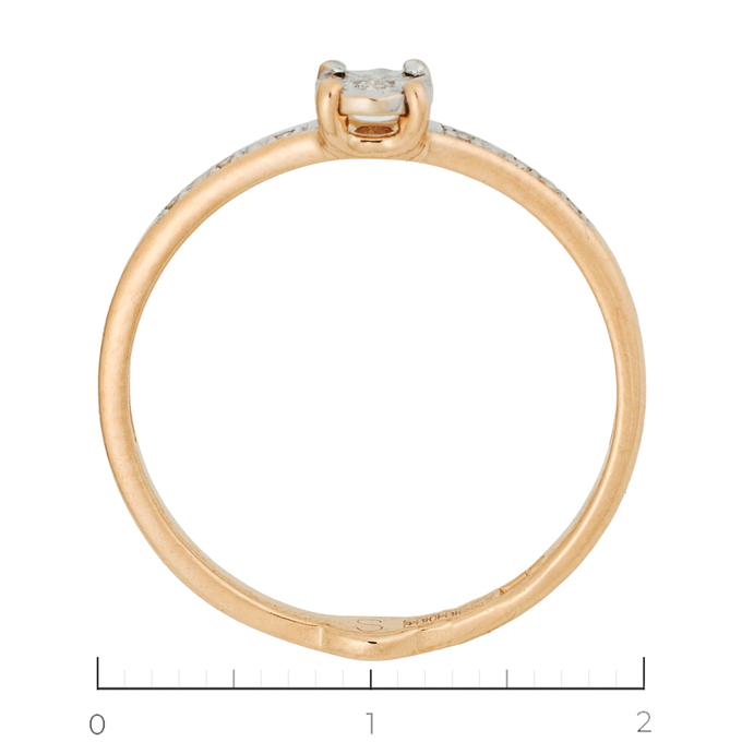 Кольцо из комбинированного золота 585 пробы c 7 бриллиантами, Л 6402 0551 за 10320