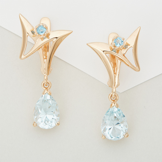 Серьги из красного золота 585 пробы c 4 топазами, Л45046307 за 25 300 ₽