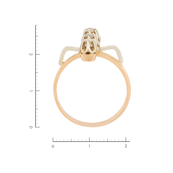 Кольцо из комбинированного золота 585 пробы c 3 бриллиантами, Л48060226 за 34230