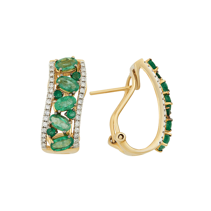 Серьги из золота 585 пробы c изумрудами и бриллиантами, Ц О007 1860 за 116000