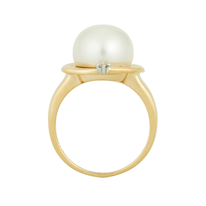 Кольцо из золота 585 пробы c бриллиантами и культивированным жемчугом, Л 7601 6028 за 53200