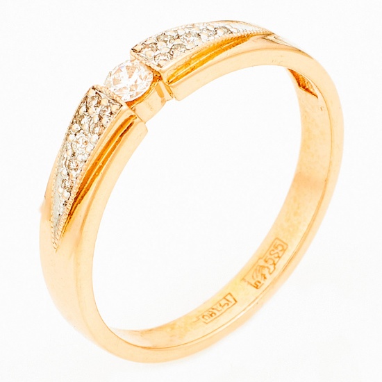 Кольцо из комбинированного золота 585 пробы c 15 бриллиантами, Л22111755 за 15540
