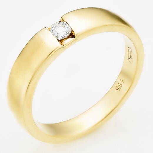 Кольцо из желтого золота 585 пробы c 1 бриллиантом Л71013975 фото 1