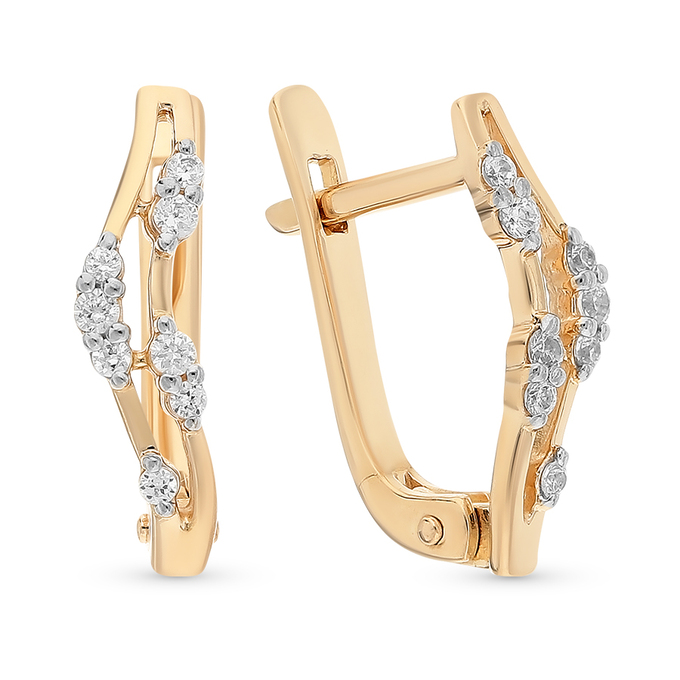 Серьги из красного золота 585 пробы c фианитами