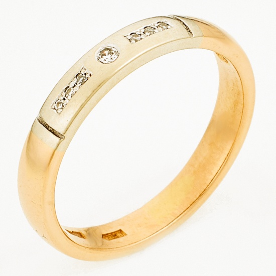 Кольцо из комбинированного золота 585 пробы c 7 бриллиантами, Л19107193 за 11700