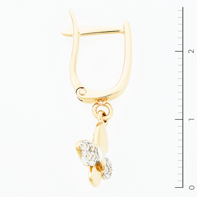 Серьги из красного золота 585 пробы c фианитами