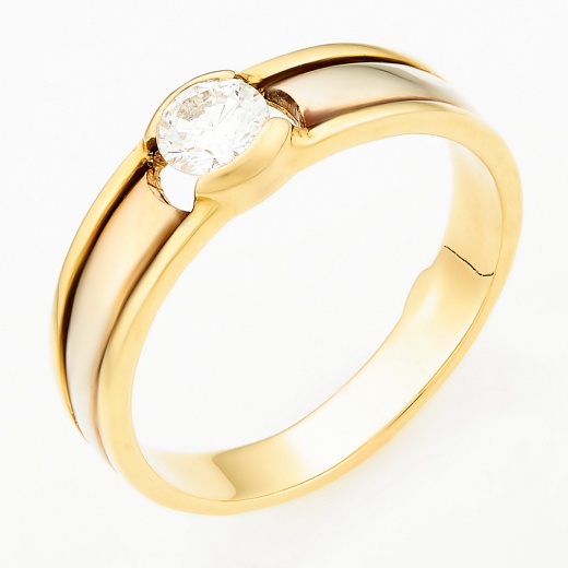 Кольцо из комбинированного золота 750 пробы c 1 бриллиантом Л40018695 фото 1