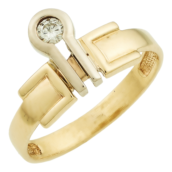 Кольцо из комбинированного золота 585 пробы c 1 бриллиантом, Л35042803 за 15250