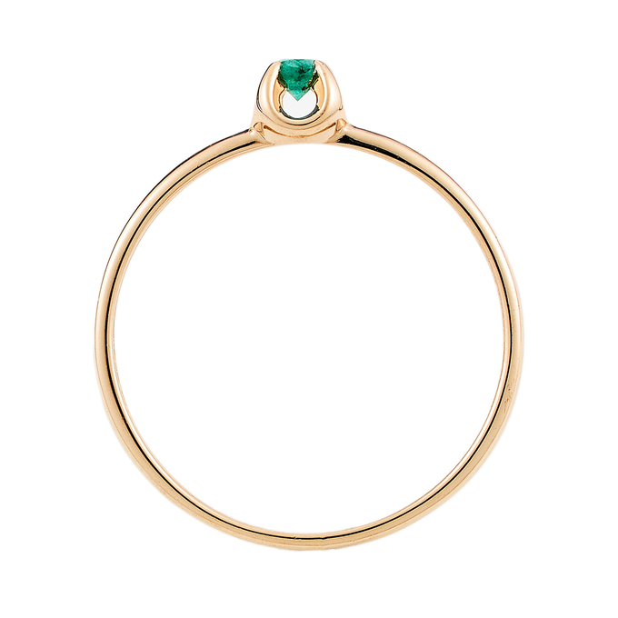 Кольцо из красного золота 585 пробы c 1 изумрудом