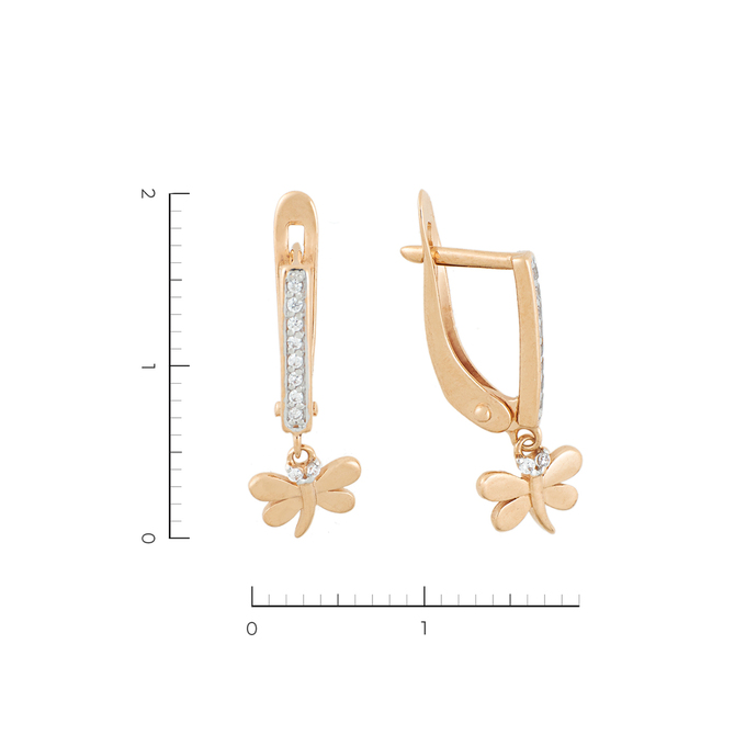 Серьги из красного золота 585 пробы c 20 фианитами, Л 0616 0631 за 11340