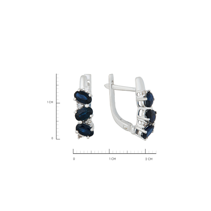 Серьги из золота 585 пробы c сапфирами и бриллиантами, Л 3309 3858 за 63920