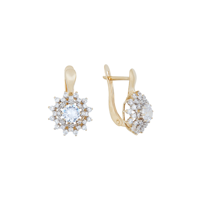 Серьги из золота 585 пробы c фианитами