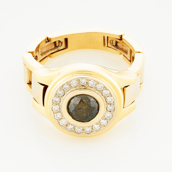 Кольцо из комбинированного золота 750 пробы c 20 бриллиантами