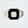 Кольцо печатка из белого золота 585 пробы c 29 бриллиантами и 1 ониксом 128515 фото 2