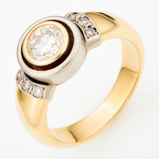 Кольцо из комбинированного золота 750 пробы c 7 бриллиантами Л04076376 фото 1