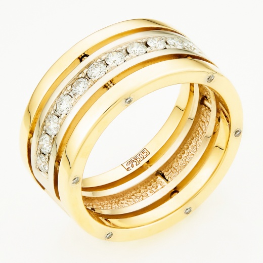 Кольцо из комбинированного золота 585 пробы c 23 бриллиантами Л09100681 фото 1