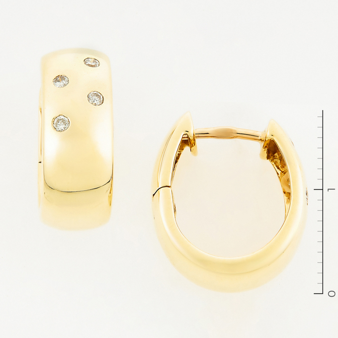 Серьги из желтого золота 585 пробы c 8 бриллиантами