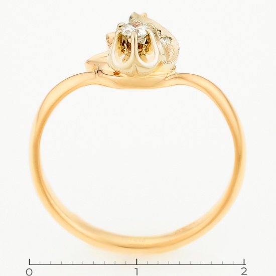Кольцо из комбинированного золота 585 пробы c 4 бриллиантами, Л25078112 за 25500