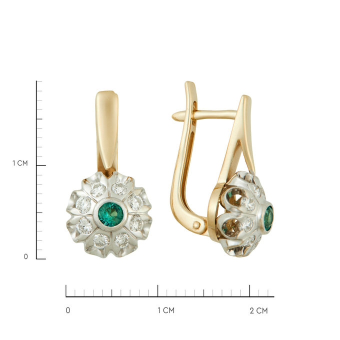 Серьги из золота 585 пробы c изумрудами и бриллиантами, Ц О007 2646 за 58000