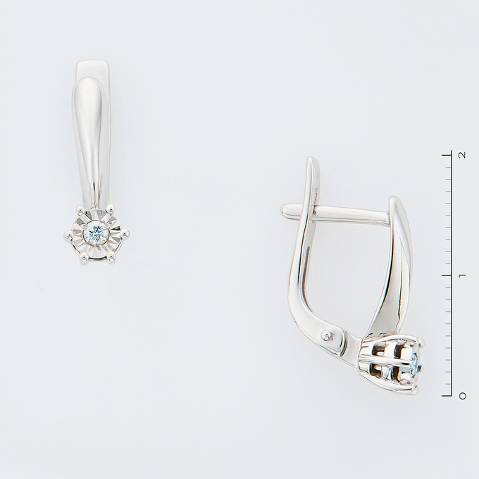 Серьги из золота 585 пробы c 2 бриллиантами