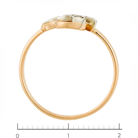 Кольцо из комбинированного золота 585 пробы c 6 бриллиантами, Л19100169 за 13140