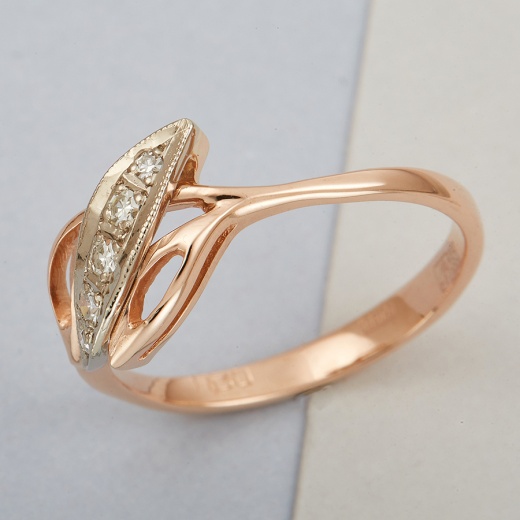 Кольцо из комбинированного золота 585 пробы c 5 упр. огр. бриллиантами 106293 фото 1