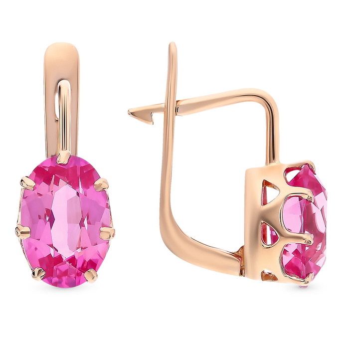 Серьги из золота 583 пробы c корундами
