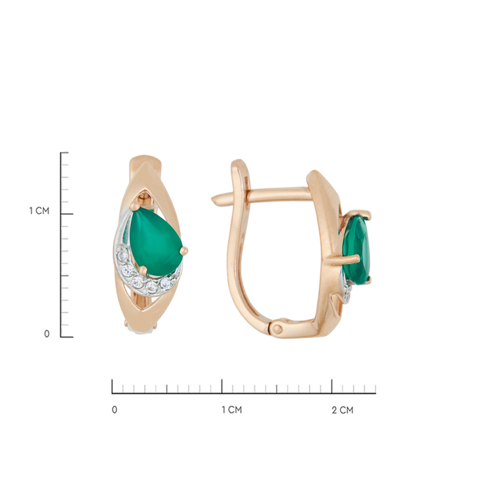 Серьги из золота 585 пробы c хризопразами и фианитами, Л 6900 0481 за 22640