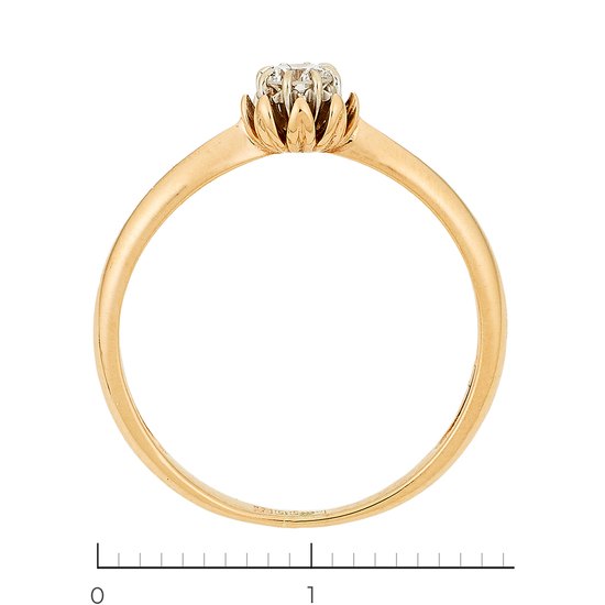 Кольцо из красного золота 585 пробы c 1 бриллиантом, Л18111685 за 14450