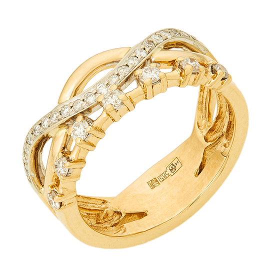 Кольцо из комбинированного золота 585 пробы c 28 бриллиантами, Л18111549 за 47600