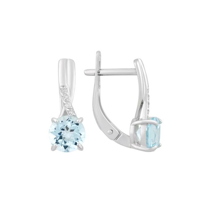 Серьги из золота 585 пробы c топазами и бриллиантами, Ц О007 1508 за 28320