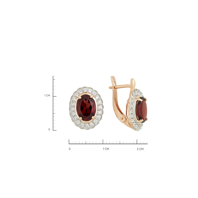 Серьги из золота 585 пробы c гранатами и фианитами, К 0000 4253 за 40000