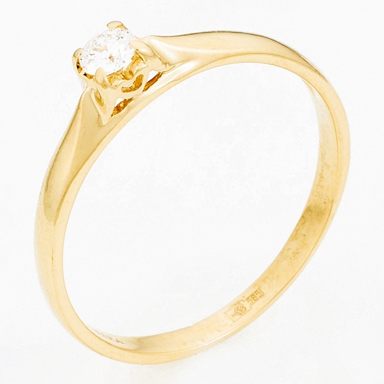 Кольцо из желтого золота 585 пробы c 1 бриллиантом, Л73016505 за 15 920 ₽
