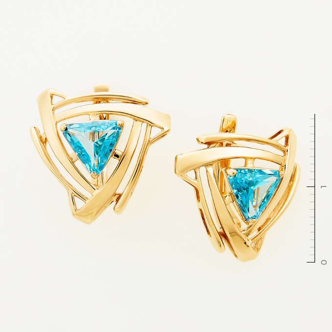Серьги золото, 585, 3 к.,5,45 гр. (чистый вес 5,45 гр.); Синт. камень Голубой