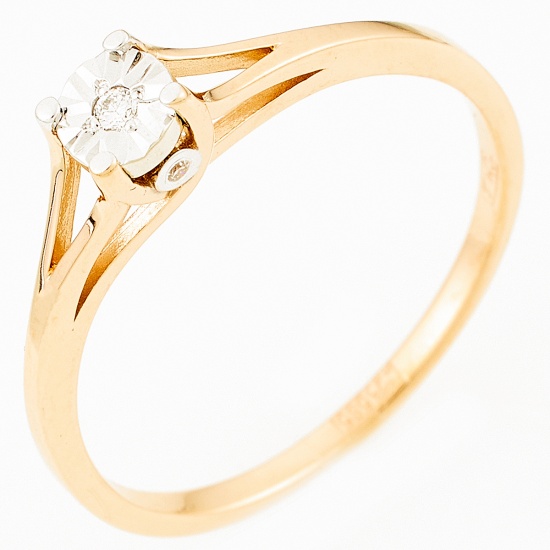Кольцо из комбинированного золота 585 пробы c 3 бриллиантами, Л57020025 за 10740