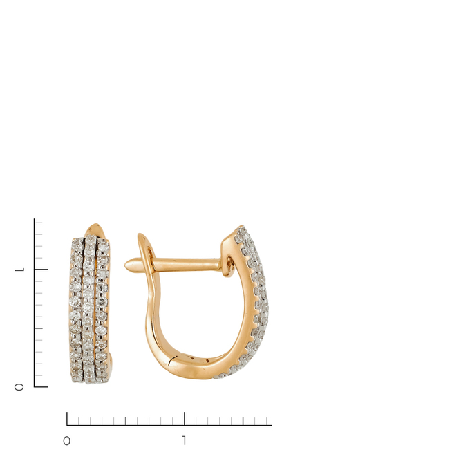 Серьги из красного золота 585 пробы c 74 бриллиантами