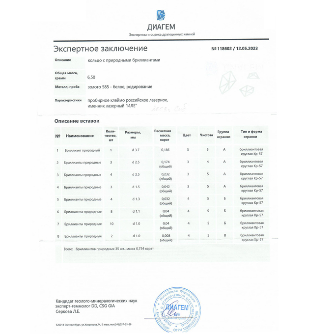 Кольцо из белого золота 585 пробы c 35 бриллиантами, Л 2809 6219 за 98000