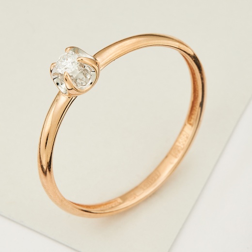 Кольцо из комбинированного золота 585 пробы c 1 бриллиантом Л33077887 фото 1