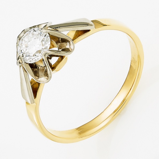 Кольцо из комбинированного золота 750 пробы c 1 бриллиантом Л09098612 фото 1