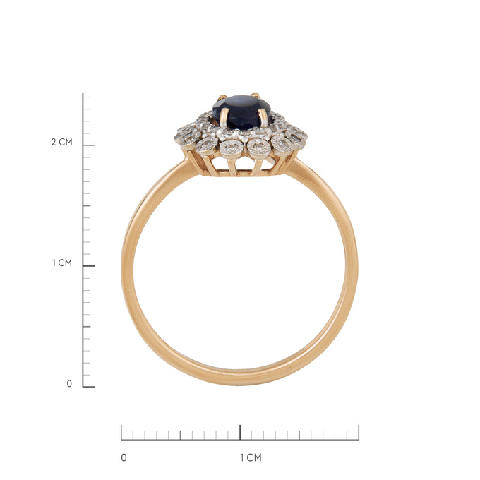 Кольцо из золота 585 пробы c сапфиром и бриллиантами, Л 6002 5525 за 55900