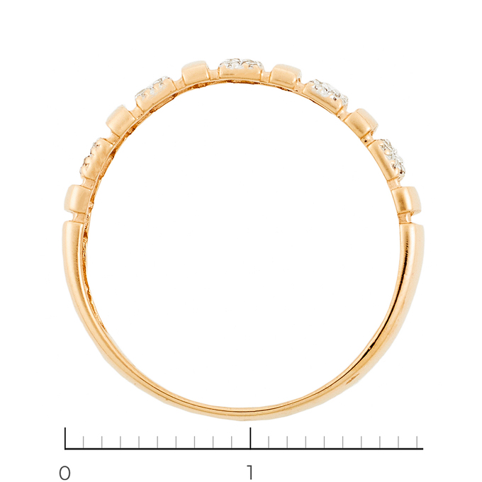 Кольцо из комбинированного золота 585 пробы c 40 бриллиантами