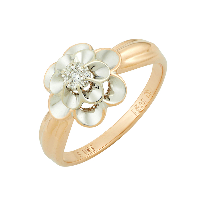 Кольцо из золота 585 пробы c бриллиантами