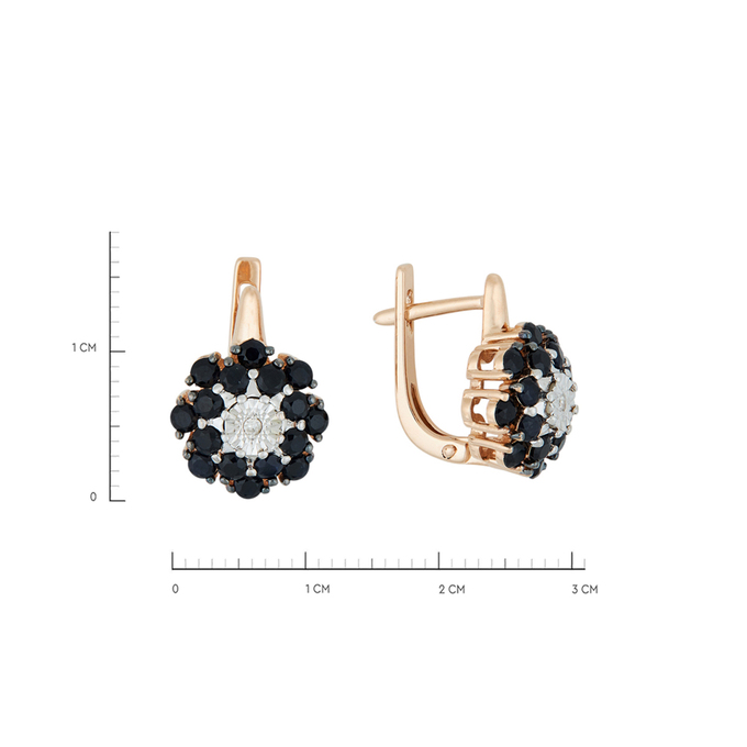 Серьги из золота 585 пробы c 2 бриллиантами и 32 сапфирами, Л 6201 6243 за 52400