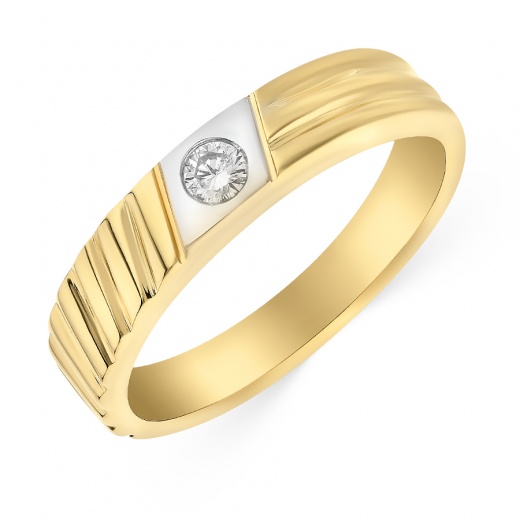 Кольцо из комбинированного золота 750 пробы c 1 бриллиантом 051996 фото 1