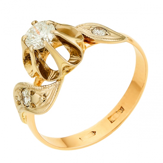 Кольцо из комбинированного золота 585 пробы c 3 бриллиантами, Л49038594 за 58250