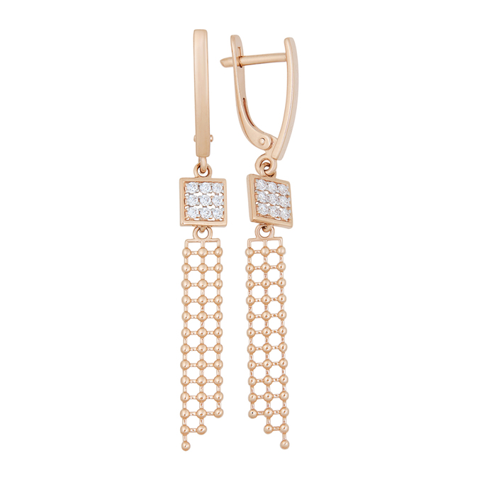 Серьги из золота 585 пробы c фианитами, Ц О007 0402 за 28320